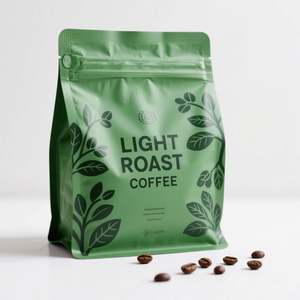 Sacs à café personnalisés à fond plat carré, givrés, avec fermeture éclair et valve, impression en héliogravure, en matériau PET/AL recyclable - Product Image 3