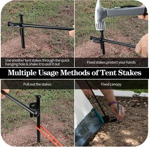 Piquets de tente 12in Heavy Duty avec sac de rangement, piquets de tente en acier forgé pour le <span class=keywords><strong>camping</strong></span>, incassables et inflexibles (8 piquets 12in) - Product Image 5