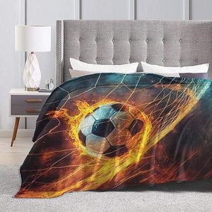 Fiery Flame Soccer Flannel Blanket <b>Throw</b> Blanket Nap Blanket Machine Washable Fade Resistant <b>for</b> Bed Sofa <b>Couch</b> Custom Print - Product Image 3