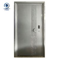 Puerta de Entrada Contemporánea Prima de Acero Inoxidable con Panel de Vidrio Esmerilado, Diseño Antirrobo, Resistente al Agua, para Apartamentos, Hoteles y Vestíbulos