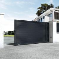 Portail d'entrée coulissant automatique moderne en alliage d'aluminium, design actuel, pour villas, avec cadre métallique