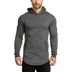 Custom Men Classic Plain Gym <b>Hoodies</b> No String Fitted Pullover French Terry Cotton Pullover Sports Hoodie - Product Image 2
