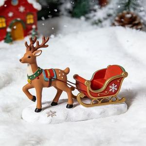 Accessoires de village de Noël en résine, ornement personnalisé de renne de Noël avec traîneau, décorations de Noël - Product Image 1