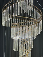 Lustre de luxe en acier inoxydable et cristal massif pour centre commercial, escalier rotatif, source de lumière LED, couleur et taille personnalisables
