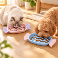 Bol en céramique pour animaux de compagnie en forme de bonbon, à alimentation lente, ondulé, anti-étouffement, pour chat et chien, facile à nettoyer, avec logo personnalisé