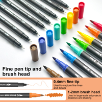 Ensemble de stylos d'art à double pointe de 36 couleurs, stylos d'artiste fins et à pointe de pinceau pour le dessin à colorier pour adultes