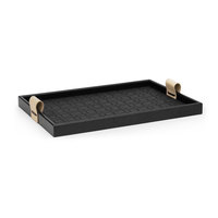 Plateau de service moderne en cuir PU pour salle de bain, élégant plateau de table basse ottoman pour petit-déjeuner, boissons et spiritueux, idéal pour le rangement - Fabrication OEM