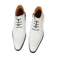 Sepatu bot kulit sapi asli untuk pria, sepatu bot semata kaki kulit sapi asli modis, sepatu kantor bisnis motif buaya ritsleting samping antiselip