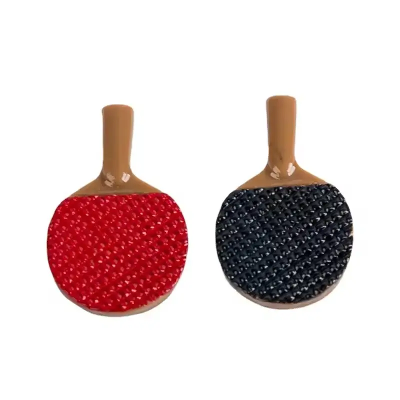 New Sports-Themed Red Black Table Tennis Racket Design Flat Back Resin Cabochon for Souvenirs