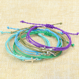Fashion String <b>Bracelets</b> Cross Design Multicolor <b>Set</b> Unisex Jewelry for Beach Surfing Wearable Accessories - Product Image 1