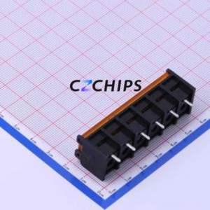 DBT50G-9.5-6P-BK-P OGC Barrier Terminal Block Through hole,P=9.5mm Connector With Cover Plate 9.5mm 1x6P Straight Pin - Product Image 2