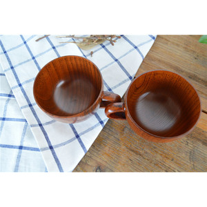 Tasse en bois à large base avec poignée, couleur unie, diamètre 9,3 cm, hauteur 6,3 cm, pour thé, café, eau, boissons - Product Image 4