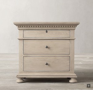 Midcentury Antique <strong>Oak</strong> 3-Drawer Handmade Durable <strong>Bedside</strong> <strong>Table</strong> with Storage for Hotel Bedroom Furniture - Product Image 4
