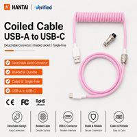 Câble de clavier enroulé coloré USB-A vers USB-C mâle avec connecteur détachable de style aviateur pour claviers mécaniques de bureau à domicile