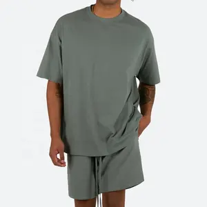 Summer Outfits Leisure Blank Cotton 230g Thick Streetwear Custom Sports Wear Men Two Piece Short Set