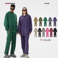 Haute qualité 420 grammes coton lourd sweat à capuche surdimensionné personnalisé bouffée impression hommes pull Vintage à capuche pantalons de survêtement ensembles