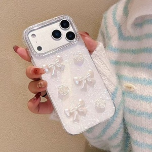เคสโทรศัพท์มือถือลายดอกกุหลาบ โบว์ ประดับเพชร ลายหินอ่อน สำหรับสาวแฟชั่น รุ่น iPhone 17pro 16 15 ลายเปลือกหอย ขายส่ง - Product Image 4