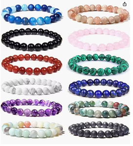 <span class=keywords><strong>Bracciale</strong></span> con Perle di Cristallo Naturale: <span class=keywords><strong>Ametista</strong></span>, Quarzo Rosa, Turchese, Onice, Agata per Uomo e <span class=keywords><strong>Donna</strong></span>, 6mm 8mm 10mm, Perle Rotonde - Product Image 1