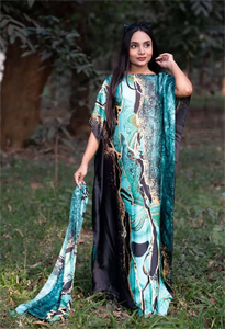 Fashion Casual Headscarf Abaya Arabic Caftan Africa <strong>Kaftan</strong> for Women Plus Size Silky Gown Suit - Product Image 5
