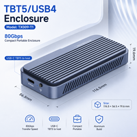 علبة خارجية لمحرك أقراص NVMe M.2 بسرعة 80 جيجابت في الثانية مع منفذ Thunderbolt 5 USB4، شريحة مزدوجة JHL9480، علبة ألومنيوم خارجية للقرص الصلب بدون أدوات مع مروحة
