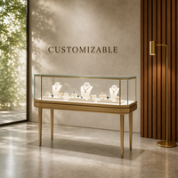Vitrine à bijoux en verre biseauté rectangulaire avec éclairage LED, écologique, couleur personnalisable pour les magasins de détail de luxe, vente en gros