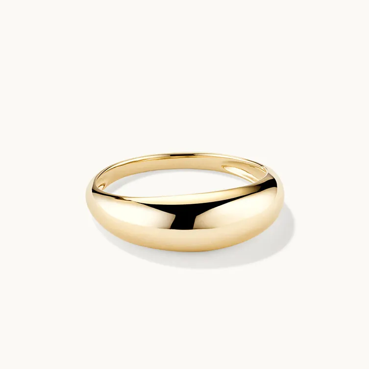Women Jewelry Manufacturer 14/18K Gold Plated Vermeil 925 Sterling Silver Simple Minimal Fashion Jewelry Thin Dome Metal Ring