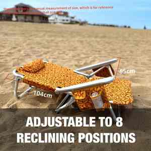 كرسي شاطئ محمول من الألومنيوم بخمس وضعيات مع حقيبة تبريد قابلة للإزالة، سعة 275 رطل، قابل للطي مع جيوب جانبية، صديق للبيئة - Product Image 5