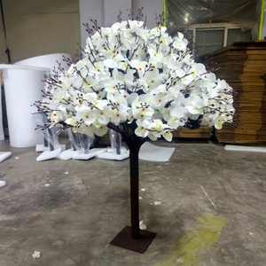 Arbre de fleurs artificiel en soie blanche Phalaenopsis de haute qualité LEDA, personnalisé, 100 cm, petite taille, pour mariage - Product Image 1