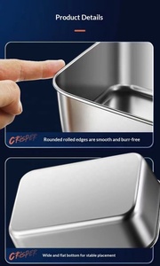 Boîtes à légumes modernes en acier inoxydable avec couvercle, contenants de rangement pour aliments et repas pour le camping - Product Image 2