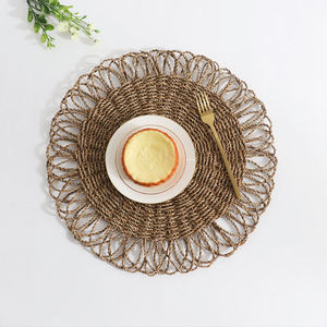 Vietnam tissage à la main décoration fleur ronde rotin napperon rotin naturel maison ornement en gros en vrac - Product Image 3