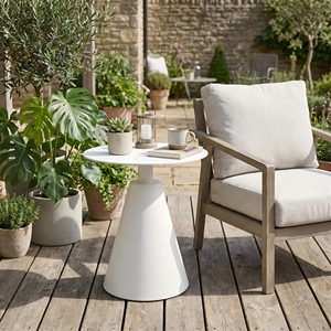 <span class=keywords><strong>Tavolino</strong></span> da Caffè Moderno in Alluminio Verniciato a Polvere per Esterni, Impermeabile, Piccolo Tavolo da Esterno per Bordo Piscina, Progetti Caffè, Colore Legno - Product Image 2