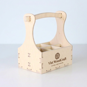 Viet Woodcraft Porte-vin en bois personnalisé rectangulaire pour 6 bouteilles, fait main, design minimaliste, poignée en arche, écologique, durable pour - Product Image 3