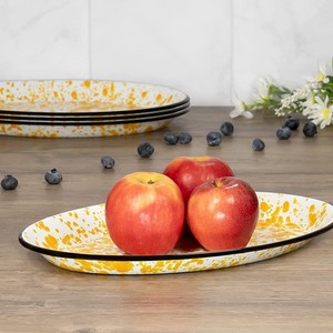 Plats de cuisson ovales <span class=keywords><strong>en</strong></span> fonte émaillée jaune de 29 cm et 32 cm, <span class=keywords><strong>grande</strong></span> taille, pour extérieur - Product Image 2
