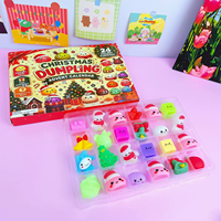 Calendrier de l'Avent de Noël 24 Jours : Jouets Squishy TPR Anti-stress, Compte à Rebours des Fêtes, Coffret Cadeau Surprise