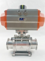 Vanne à boisseau sphérique sanitaire en acier inoxydable 316L Kingston avec actionneur pneumatique à double effet pour applications aquatiques, raccordement par collier