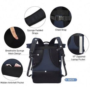 Muestra gratuita de mochila personalizada enrollable, ecológica, impermeable, elegante, antirrobo, para la escuela, con USB, para la universidad, para portátil. - Product Image 4