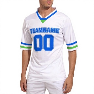 Camiseta de Fútbol Blanca con Cuello en V para Hombre, Personalizada con Nombre y Número del Equipo 00, Manga Corta, Transpirable, de Poliéster - Product Image 1