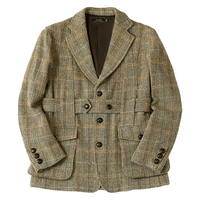 Automne et hiver nouveau décontracté mince uni teint Tweed Bomber veste rétro britannique laine chasse vêtements