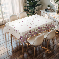 Nappe Florale Blanche RNPT Effet Marbre avec Dos en PU, Anti-Taches, Nettoyage Facile, Imperméable, Épaisseur 0,5 mm pour Événements