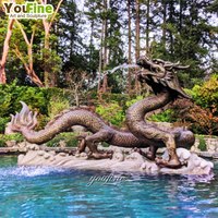 Fontaine d'eau de dragon chinois de grande taille Statues grandeur nature en bronze pour l'extérieur