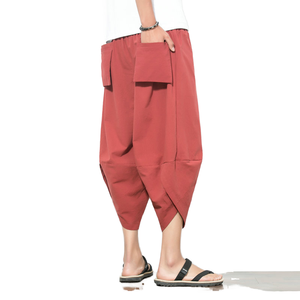 Pantalones de Lino y Algodón para Hombre al por Mayor, Estilo Japonés y Chino, Cintura Media, Frente Plano, con Logotipo Personalizado - Servicio OEM - Product Image 1