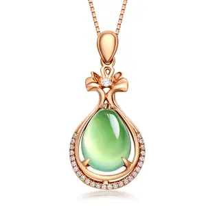 Collier ras du cou avec pendentif en pierre verte plaquée or Rose, breloques, bijoux en or, vente en gros, bijoux personnalisés, fabricant 4