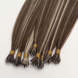 Virgin Human Hair Nano <b>Ring</b> Hair Extensions Wholesale Russian Nano <b>Ring</b> Extensions Raw Hair for Salon European Blond Ombre 1b - Product Image 1