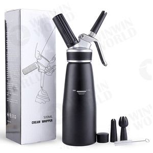 <span class=keywords><strong>Siphon</strong></span> à crème en aluminium de 500 ml (1 pinte) avec bord en silicone, distributeur de crème pour les mains avec embouts en plastique - Product Image 1