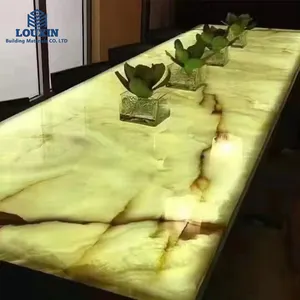 LX Yunfu Beautiful Polished Green Jade Onyx Marble Stone Slabs For Villa Bathroom Translucent Wall Onyx Tiles