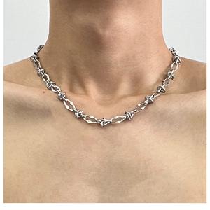 Collar de Cadena de Eslabones de Acero Inoxidable con Cierre de Labio y Espinas, Estilo Moderno, 45/50/55 cm - Product Image 2