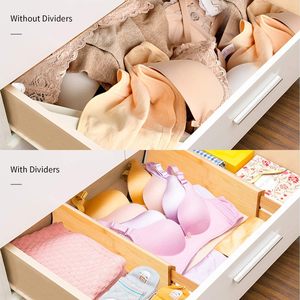 Natural Bamboo <b>Drawer</b> Dividers Organizers Adjustable <b>Drawer</b> Dividers for Kitchen Bedroom Bathroom Dresser Office - Product Image 3