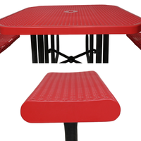 Table de pique-nique commerciale à bords courbés en métal, banc, meubles de jardin, table à manger en acier, table basse pour aire de jeux, patio, extérieur