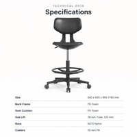 Chaise de laboratoire médical hospitalier ergonomique, tabouret réglable anti-statique