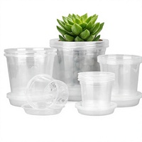 FUIJOL Pot Bunga Transparan 4-7 Inci dengan Lubang Drainase 20 Buah Plastik untuk Penggunaan Dalam/Luar Ruangan (Bibit & Tanaman)